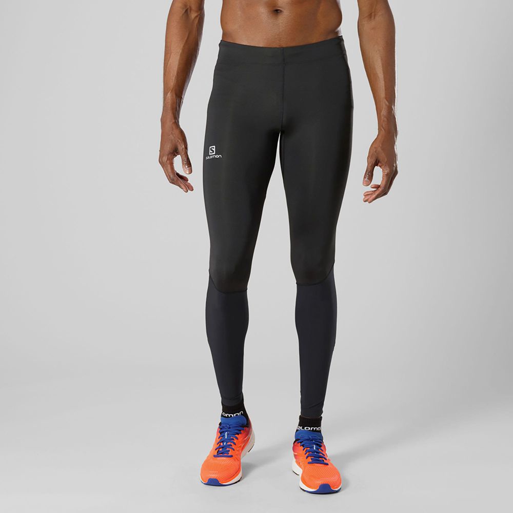 SALOMON AGILE LONG Philippines - Men's Tights - Black | 692108-TOW